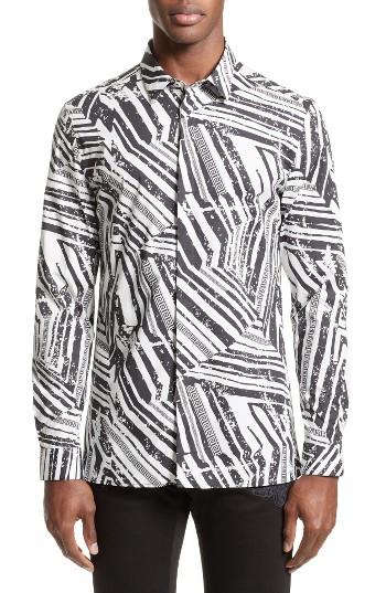 Men's Versace Collection Slim Fit Allover Print Sport Shirt Eu - White