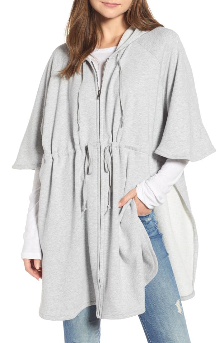 Women's Treasure & Bond Knit Hooded Poncho, Size - Grey