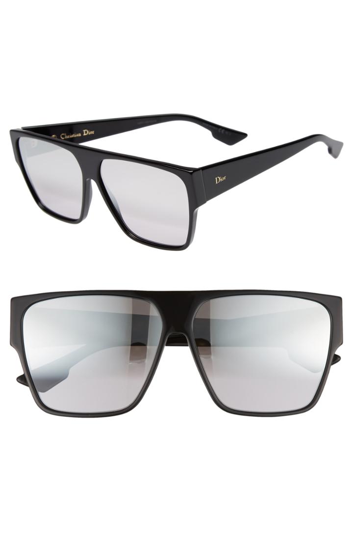 Women's Dior 62mm Flat Top Square Sunglasses - Black