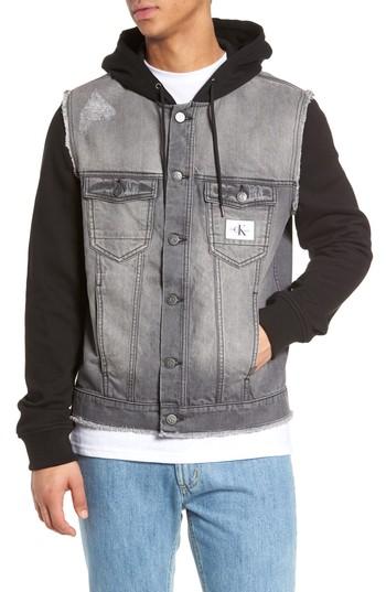 Men's Calvin Klein Jeans Trucker Hoodie - Black