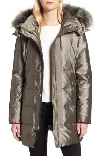 Women's Cole Haan Signature Faux Fur Silky Down Parka - Black
