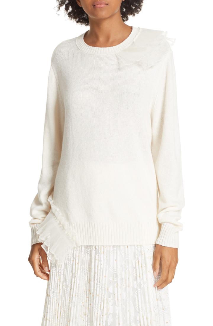 Women's Clu Asymmetric Ruffle Trim Sweater