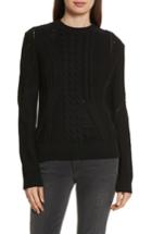 Women's Frame Cable Knit Cotton Blend Sweater - Black