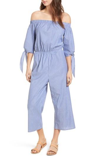 Women's Love, Fire Stripe Off The Shoulder Jumpsuit - Blue