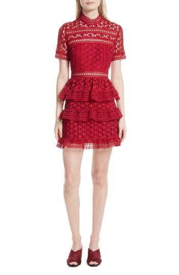 Women's Self-portrait Ruffle Star Lace Dress
