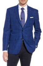 Men's Ted Baker London Jay Trim Fit Windowpane Wool Sport Coat R - Blue