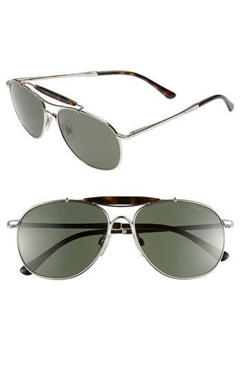 Polo Ralph Lauren 57mm Double Brow Bar Sunglasses Silver