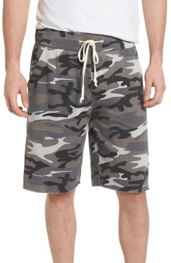 Men's Alternative 'victory' Camo French Terry Knit Cutoff Shorts - Grey