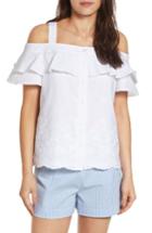 Women's Draper James Nellie Cold Shoulder Embroidered Top - White