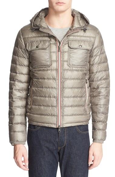 Men's Moncler Hooded Down Jacket - Grey