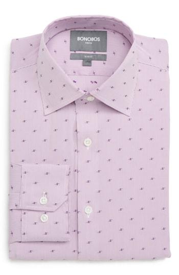 Men's Bonobos Elgine Filcoupe Slim Fit Stretch Stripe Dress Shirt .5 32 - Pink