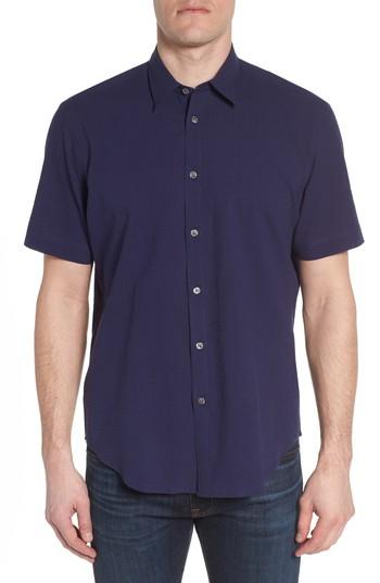 Men's Coastaoro Sucker Regular Fit Seersucker Sport Shirt - Blue