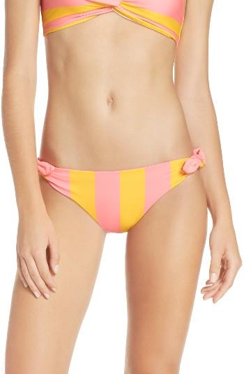 Women's Solid & Striped Jane Side Tie Bikini Bottoms - Coral
