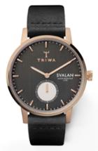 Women's Triwa Noir Svalan Leather Strap Watch, 34mm