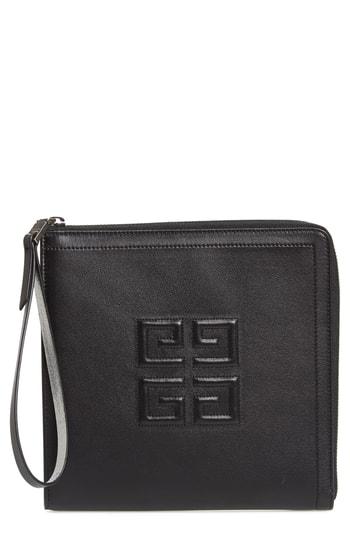 Givenchy Emblem Square Lambskin Leather Clutch - Black