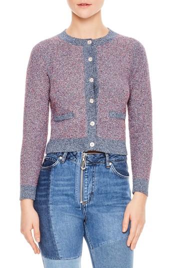 Women's Sandro Violet Cotton Blend Cardigan - Purple