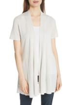 Women's Eileen Fisher Short Sleeve Silk & Organic Linen Cardigan, Size - Grey