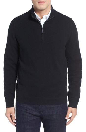 Men's John W. Nordstrom Quarter Zip Cashmere Sweater, Size - Black