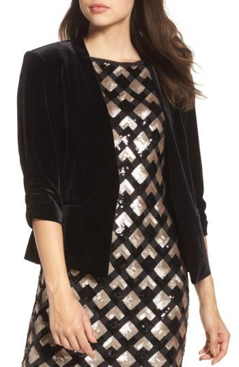 Women's Eliza J Velvet Blazer - Black