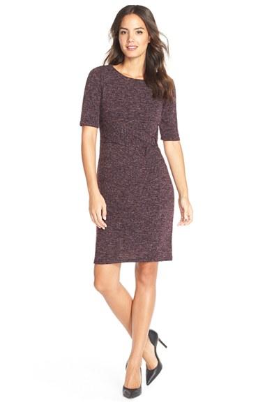 Women's Ellen Tracy Heathered Knit Sheath Dress - Purple