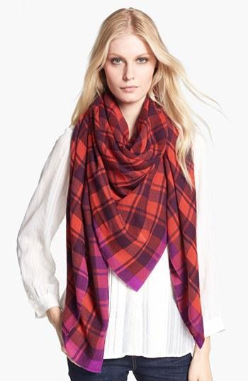 Marc By Marc Jacobs Plaid Scarf Womens Midnight Cranberry Multi One Size