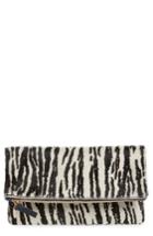 Clare V. Zebra Print Genuine Calf Hair Foldover Clutch - Ivory