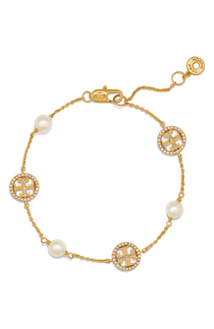 Women's Tory Burch Pave Logo Bracelet