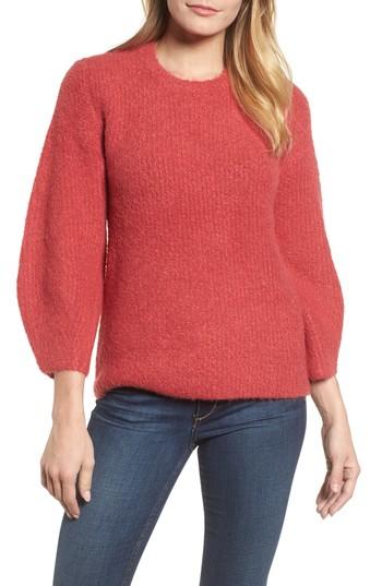 Women's Velvet By Graham & Spencer Blouson Sleeve Boucle Sweater - Red