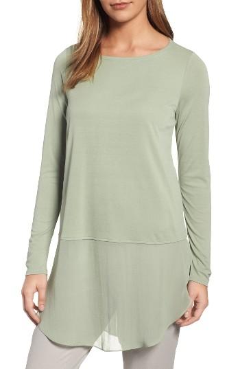 Women's Eileen Fisher Silk Layer Look Tunic - Green