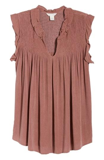 Women's Caslon Smocked Yoke Top, Size - Purple