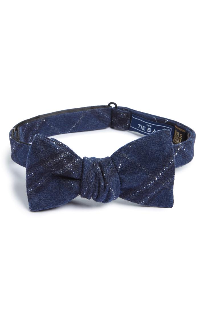 Men's The Tie Bar Sotto Plaid Wool Blend Bow Tie, Size - Blue