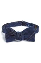Men's The Tie Bar Sotto Plaid Wool Blend Bow Tie, Size - Blue