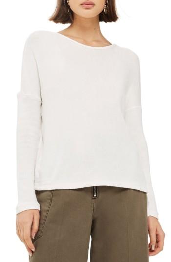 Women's Topshop Drop Shoulder Tie Back Sweater Us (fits Like 0) - White
