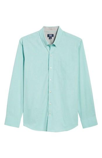 Men's Cutter & Buck Heather Non-iron Sport Shirt, Size - Green