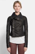 Women's Rick Owens Classic Calfskin Leather Biker Jacket Us / 38 It - Black