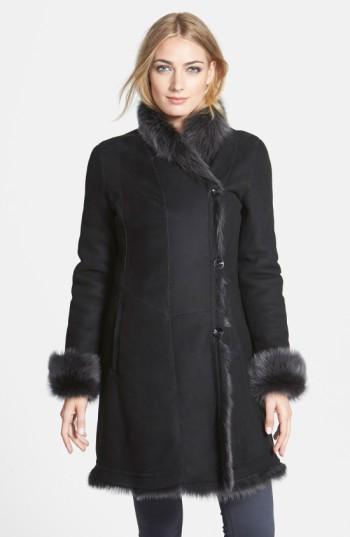 Women's Hidesociety Asymmetrical Genuine Toscana Shearling Coat