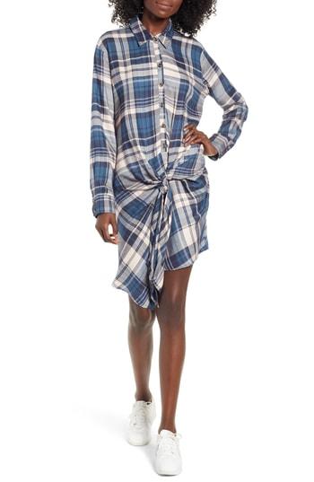 Women's Socialite Plaid Tie Waist Shirtdress