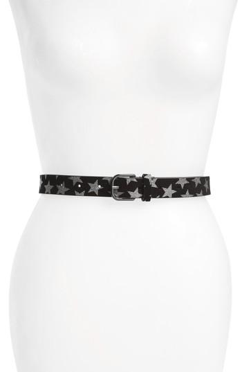 Women's Rebecca Minkoff Star Print Suede Belt - Black W Stars/ Pol Gunmetal