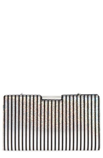 Milly Small Metallic Stripe Frame Clutch - Metallic