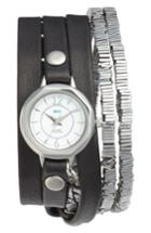 Women's La Mer Collections 'highline' Leather & Stone Wrap Watch, 19mm