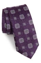 Men's Nordstrom Men's Shop Morristown Medallion Silk Tie, Size - Purple