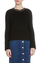 Women's Maje Melting Necklace Collar Ribbed Sweater - Black