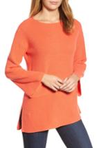Women's Chaus Ribbed Asymmetrical Hem Sweater - Coral