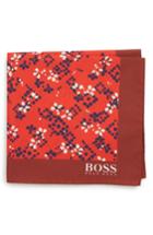 Men's Boss Floral Cotton & Wool Pocket Square, Size - Red