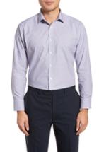 Men's Nordstrom Men's Shop Trim Fit No-iron Check Dress Shirt 32/33 - Burgundy