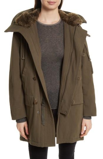 Women's Vince Faux Fur Trim Military Parka