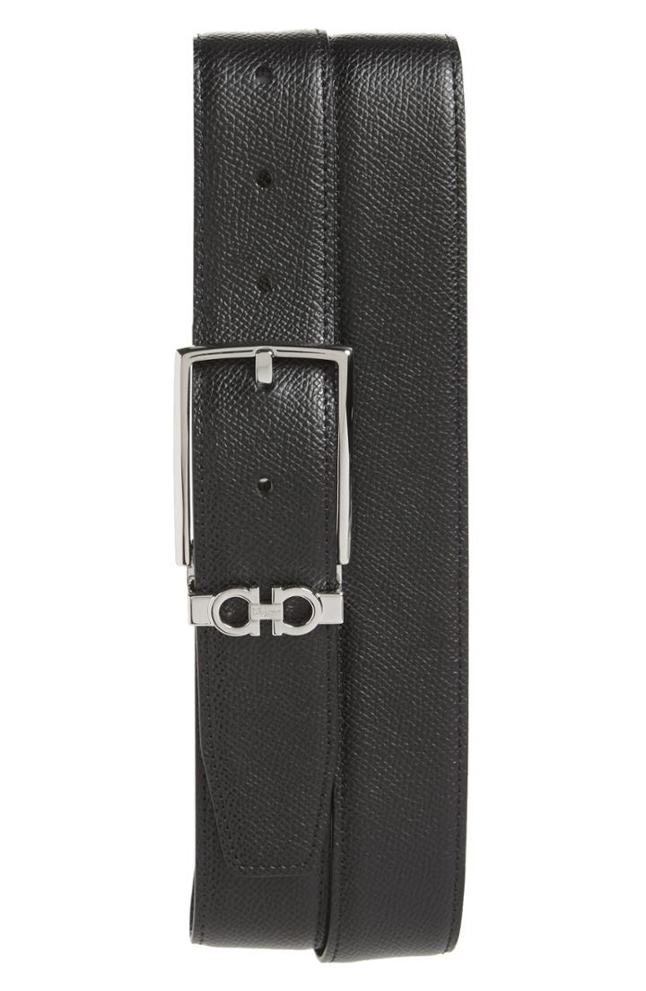 Men's Salvatore Ferragamo Reversible Leather Belt - Nero / T.moro