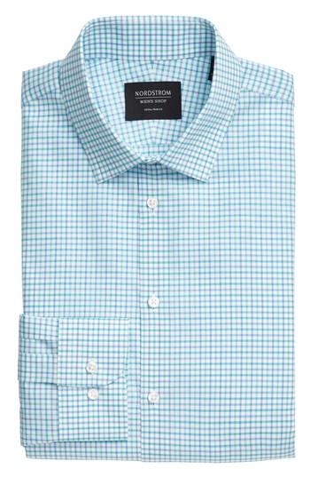 Men's Nordstrom Men's Shop Extra Trim Fit Check Dress Shirt .5 32/33 - Blue/green