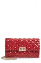Valentino Garavani Rockstud Patent Leather Clutch - Red