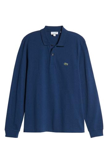 Men's Lacoste Long Sleeve Pique Polo (4xl) - Blue